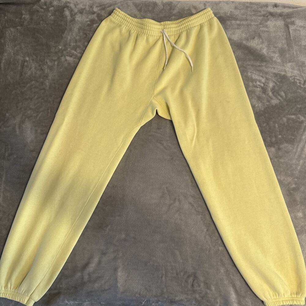 Hanes Y2K Sweat Pants Large Bright Yellow Joggers Vintage 90's Womens Active